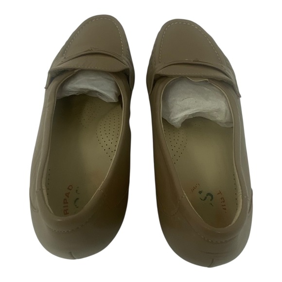 SAS Tripad Womens Leather Loafers Moccasins Wedge Heel Slip‎ On Comfort Beige 8M - Picture 3 of 10